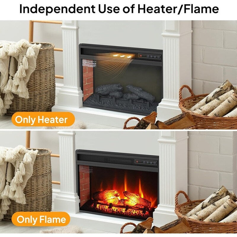 Insert de cheminée électrique avec réglage de la chaleur, de la luminosité, minuterie et protection contre la surchauffe, 1400W, homologué CSA.