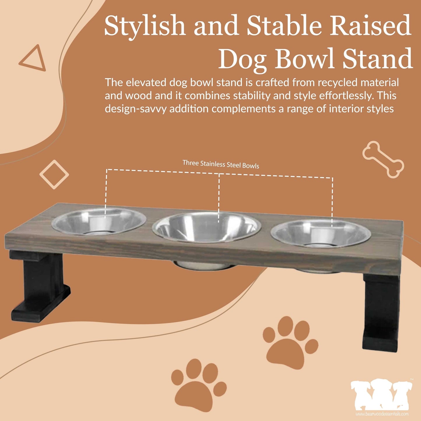 Farmhouse 3 Bowl Elevated Regular Feeder