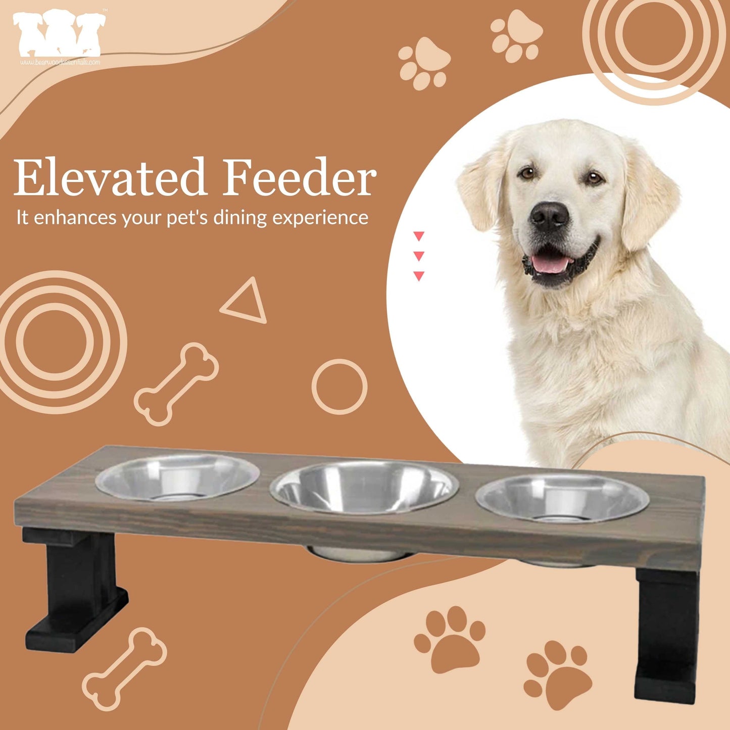 Farmhouse 3 Bowl Elevated Regular Feeder