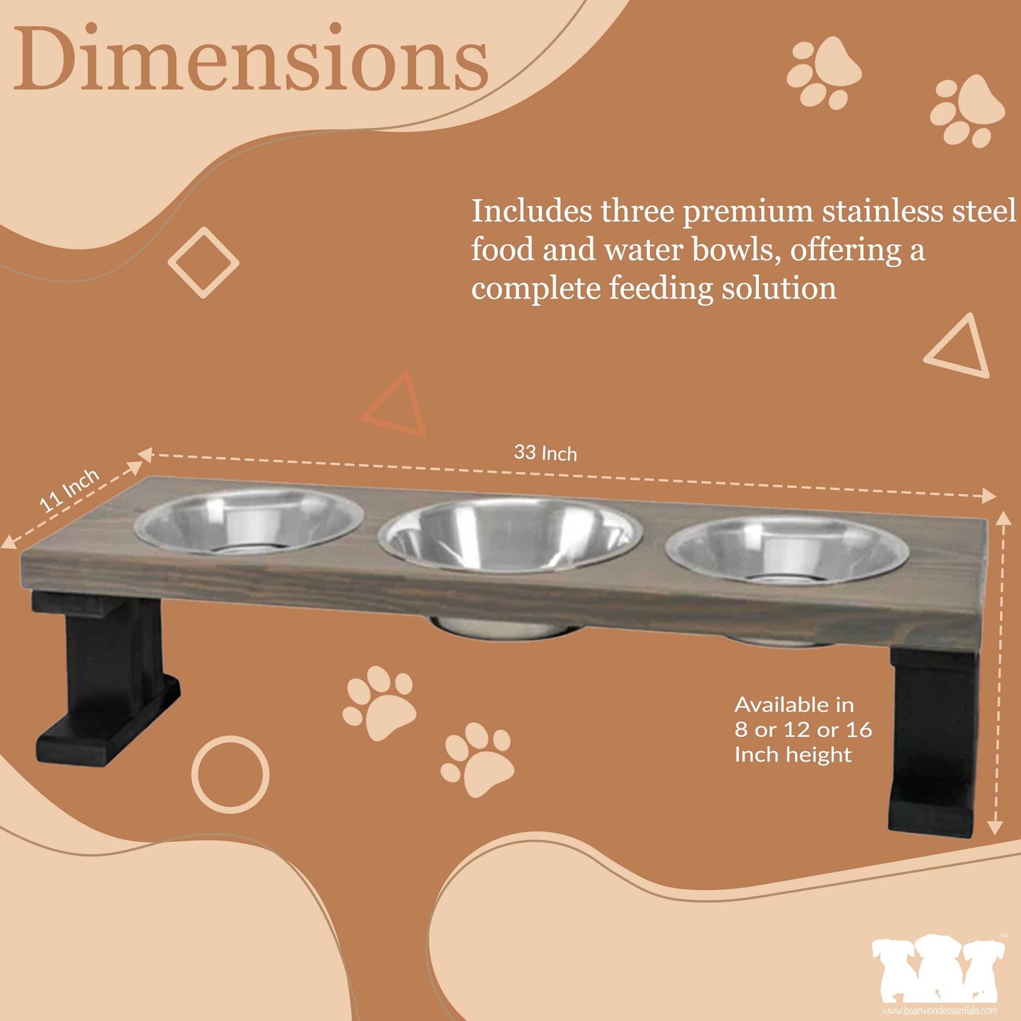 Farmhouse 3 Bowl Elevated Regular Feeder
