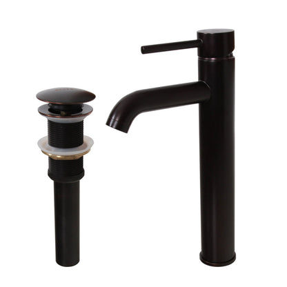 Robinet de lavabo à bec haut à simple levier en bronze huilé Elite et bonde à levier.