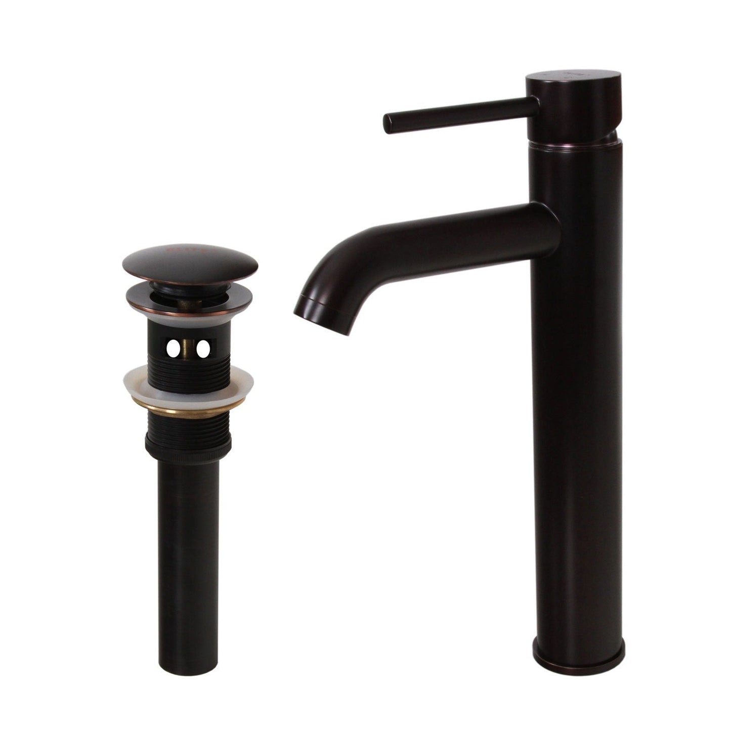 Robinet de lavabo à bec haut à simple levier en bronze huilé Elite et bonde à levier.