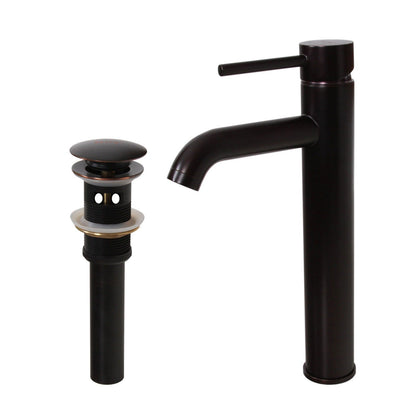 Robinet de lavabo à bec haut à simple levier en bronze huilé Elite et bonde à levier.