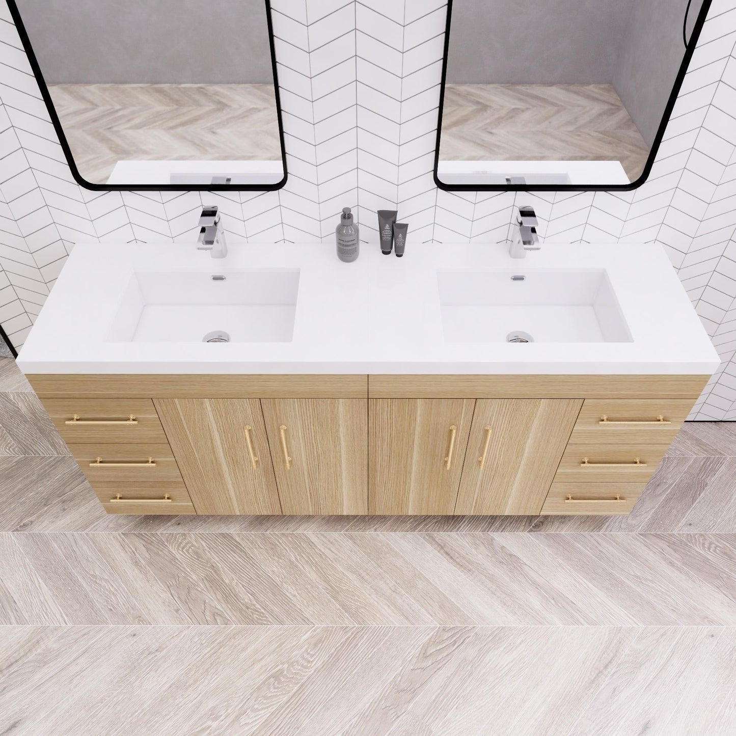 Meuble-lavabo Eliza de 183 cm (72 pouces) à poser avec double vasque