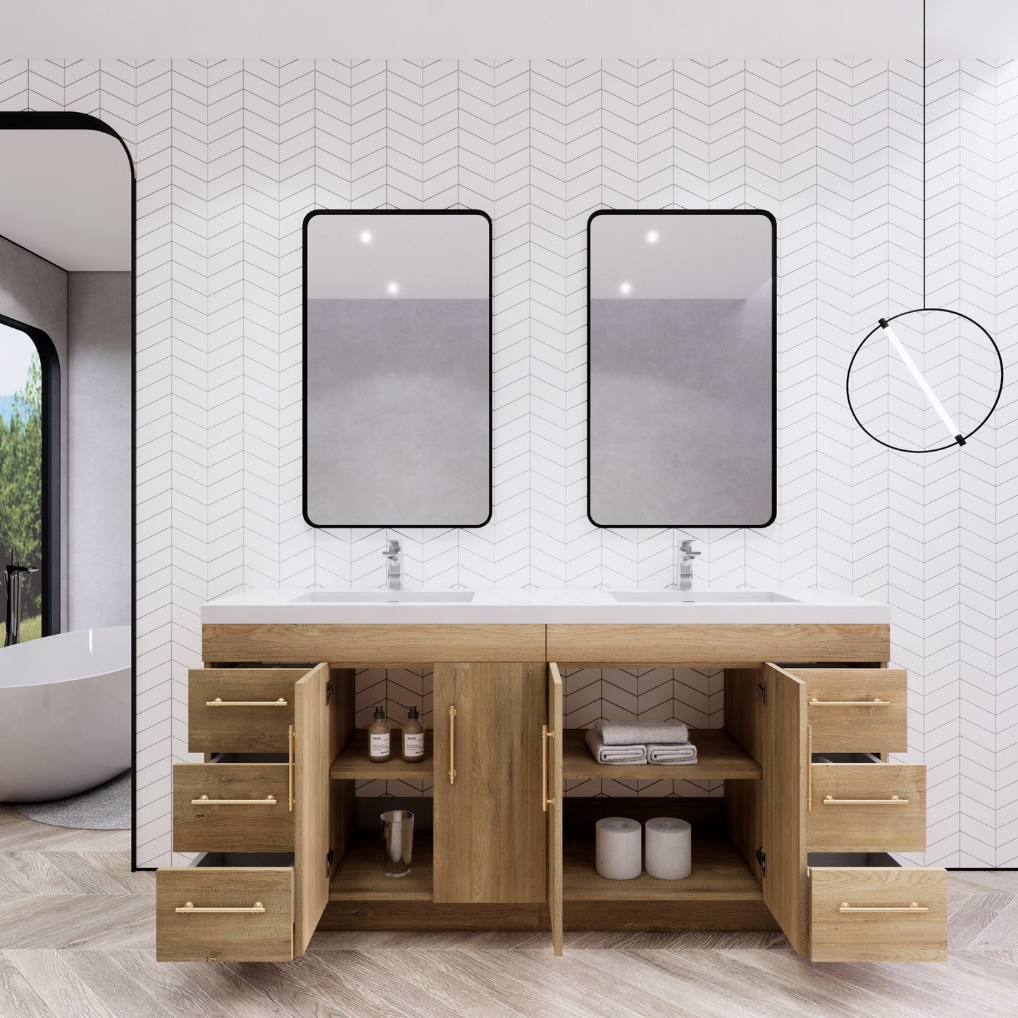 Meuble-lavabo Eliza de 183 cm (72 pouces) à poser avec double vasque