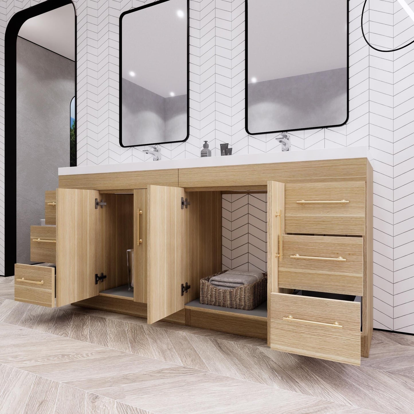 Meuble-lavabo Eliza de 183 cm (72 pouces) à poser avec double vasque
