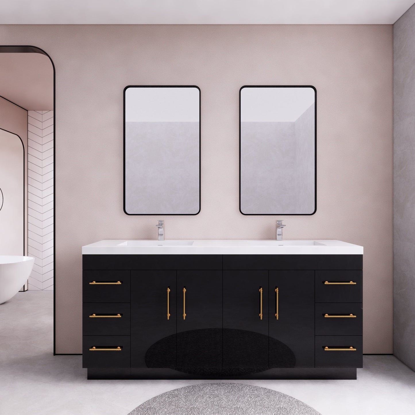 Meuble-lavabo Eliza de 183 cm (72 pouces) à poser avec double vasque