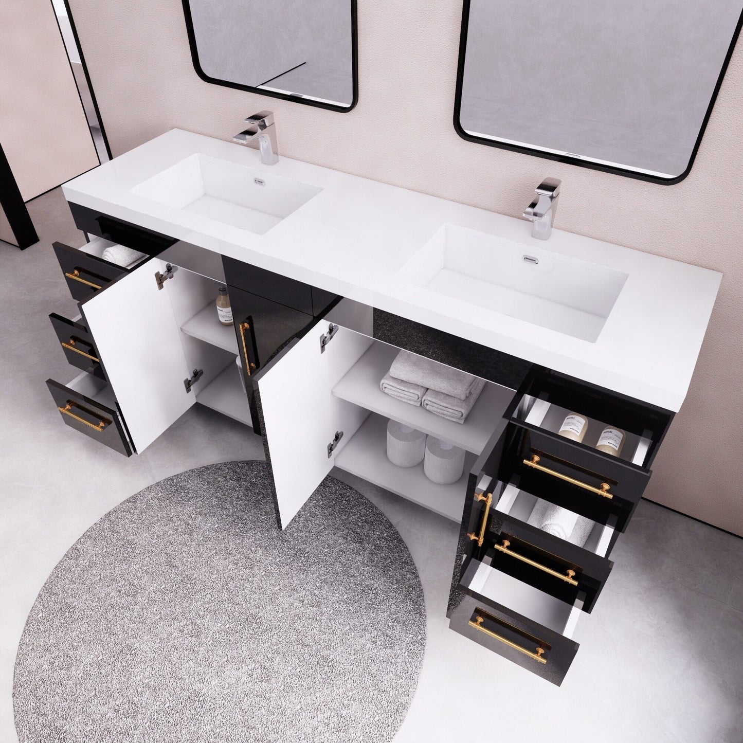 Meuble-lavabo Eliza de 183 cm (72 pouces) à poser avec double vasque