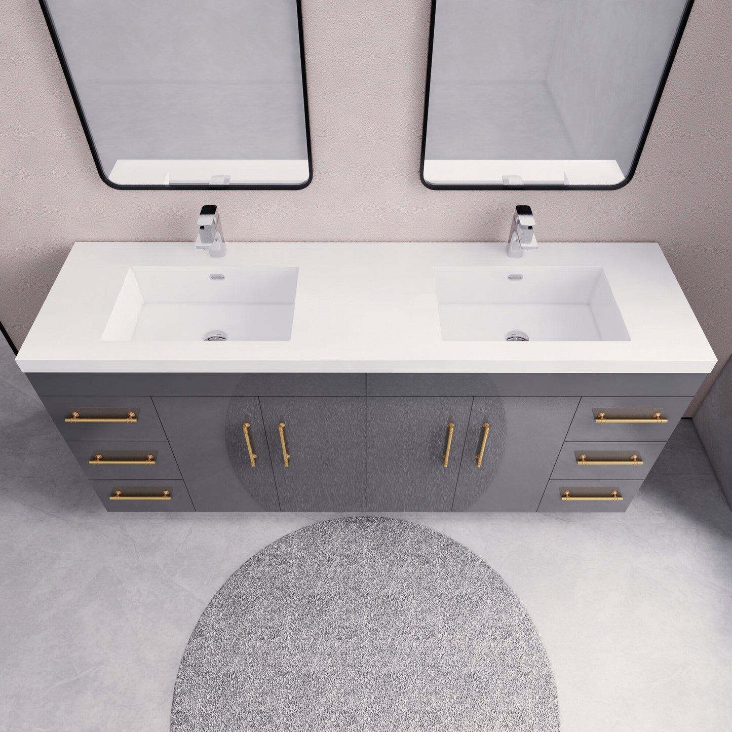Meuble-lavabo Eliza de 183 cm (72 pouces) à poser avec double vasque