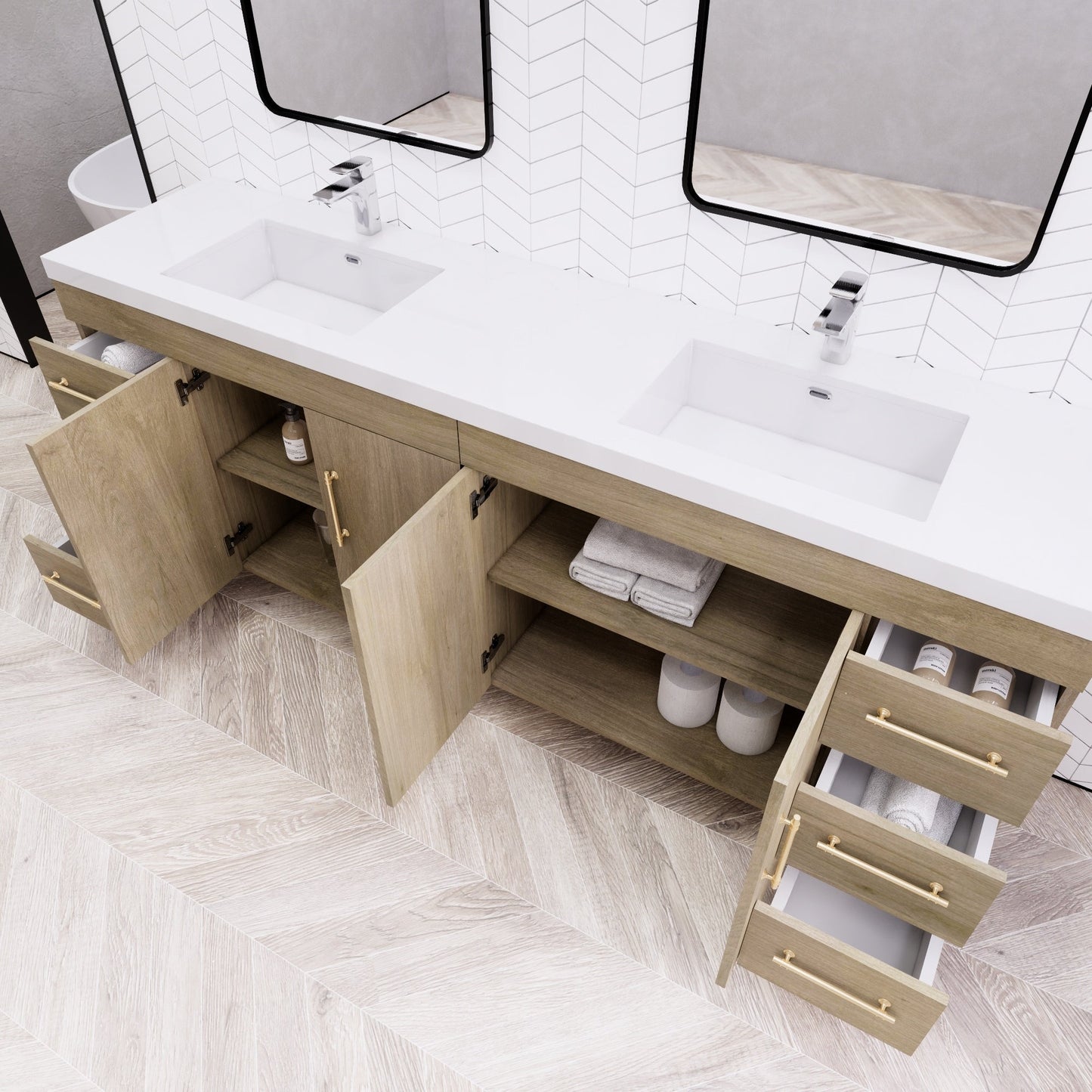 Meuble-lavabo Eliza de 183 cm (72 pouces) à poser avec double vasque