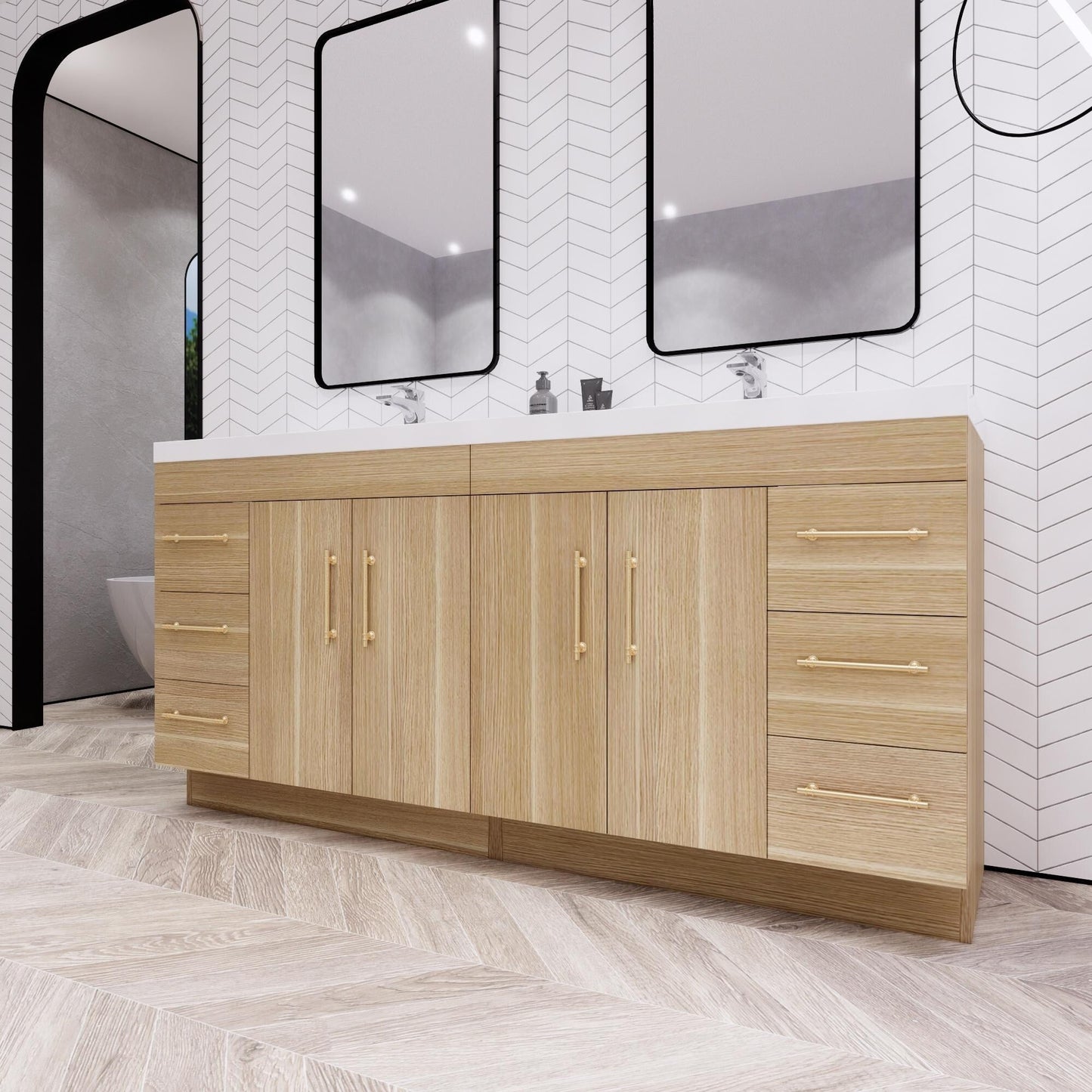 Meuble-lavabo Eliza de 183 cm (72 pouces) à poser avec double vasque