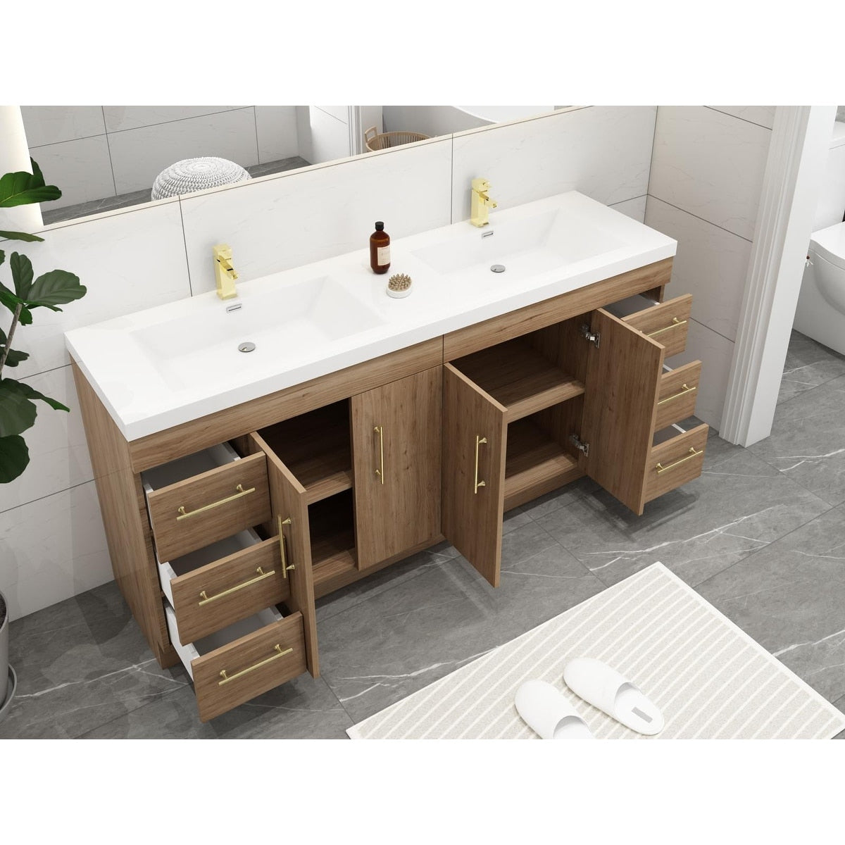 Meuble-lavabo Eliza de 183 cm (72 pouces) à poser avec double vasque