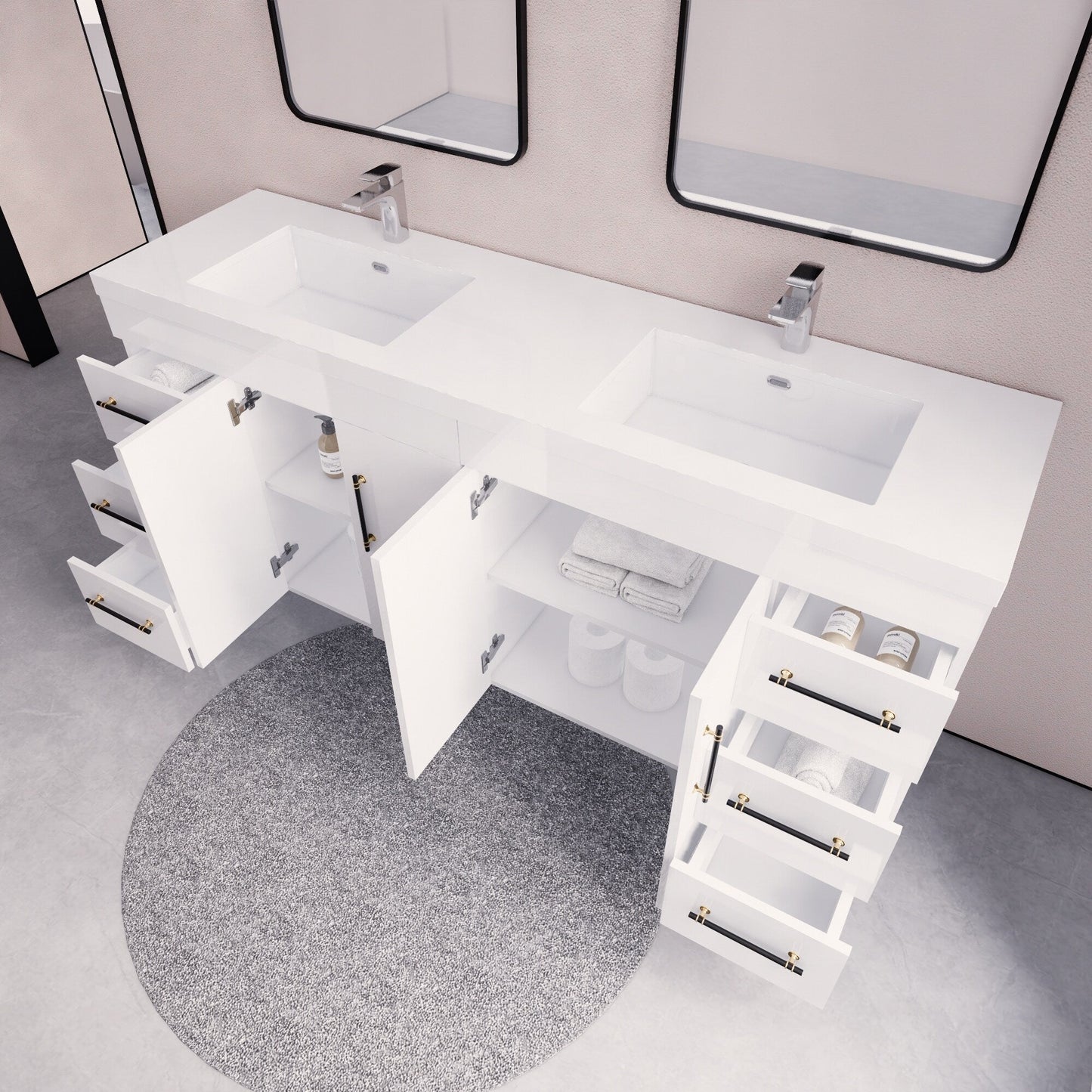 Meuble-lavabo Eliza de 183 cm (72 pouces) à poser avec double vasque