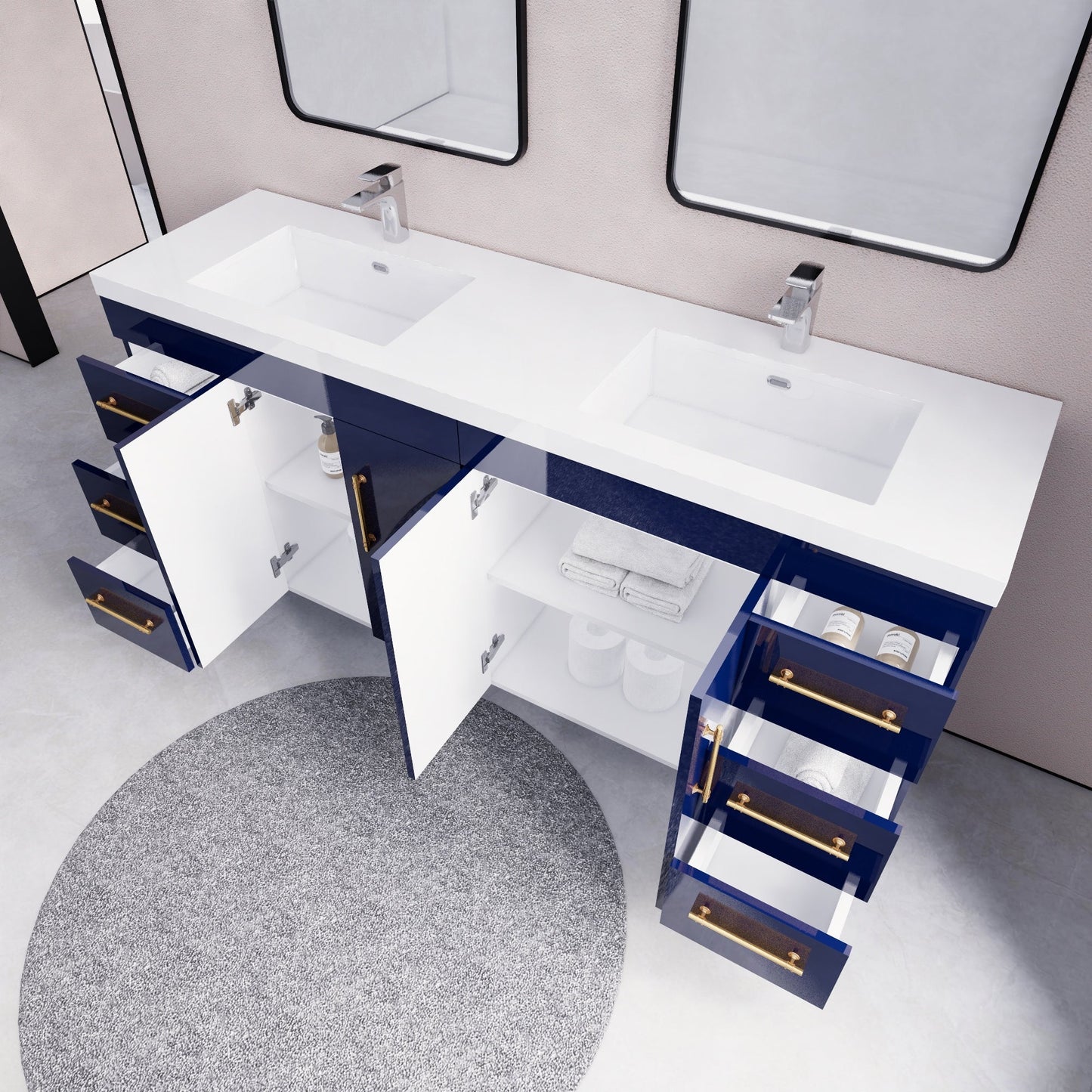 Meuble-lavabo Eliza de 183 cm (72 pouces) à poser avec double vasque