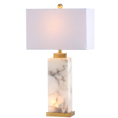 Lampe de table LED en albâtre Eloise 27,5 cm, blanc/feuille d'or par JONATHAN Y