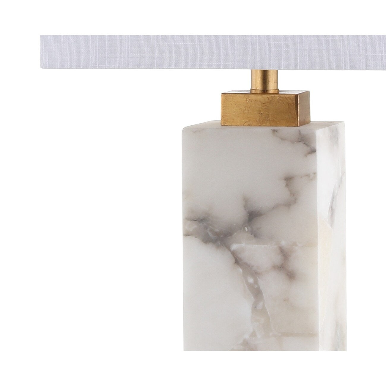 Lampe de table LED en albâtre Eloise 27,5 cm, blanc/feuille d'or par JONATHAN Y
