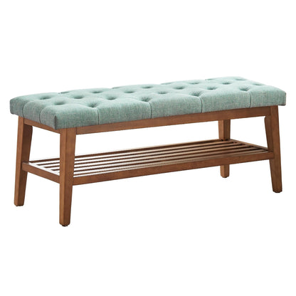 Banc à chaussures d'entrée, banc de rangement, tissu et bois massif, banc rembourré de 109 cm (43 pouces) pour salon et chambres à coucher