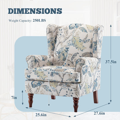 Fauteuil d'appoint moderne Erommy, fauteuil à dossier haut, canapé simple recouvert de tissu avec boutons et pieds en bois pour salon.