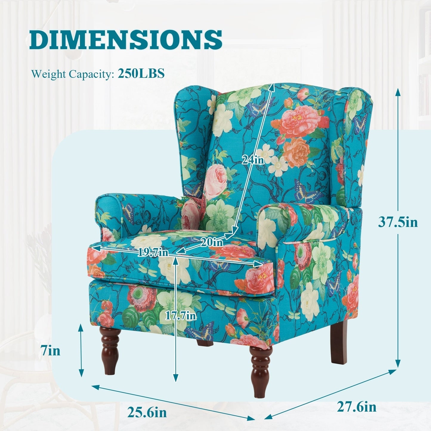 Fauteuil d'appoint moderne Erommy, fauteuil à dossier haut, canapé simple recouvert de tissu avec boutons et pieds en bois pour salon.