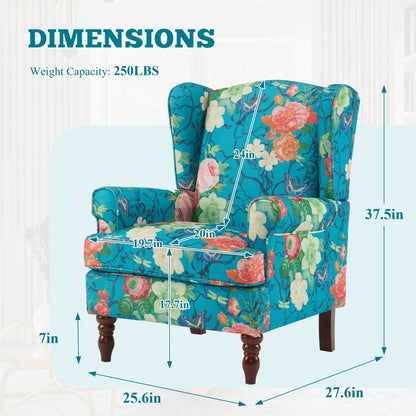 Fauteuil d'appoint moderne Erommy, fauteuil à dossier haut, canapé simple recouvert de tissu avec boutons et pieds en bois pour salon.