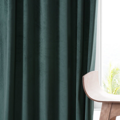 Exclusive Fabrics Signature Plush Velvet Hotel Blackout Curtains (1 Panel) - Luxury Soft Drapery for Light Control & Elegance