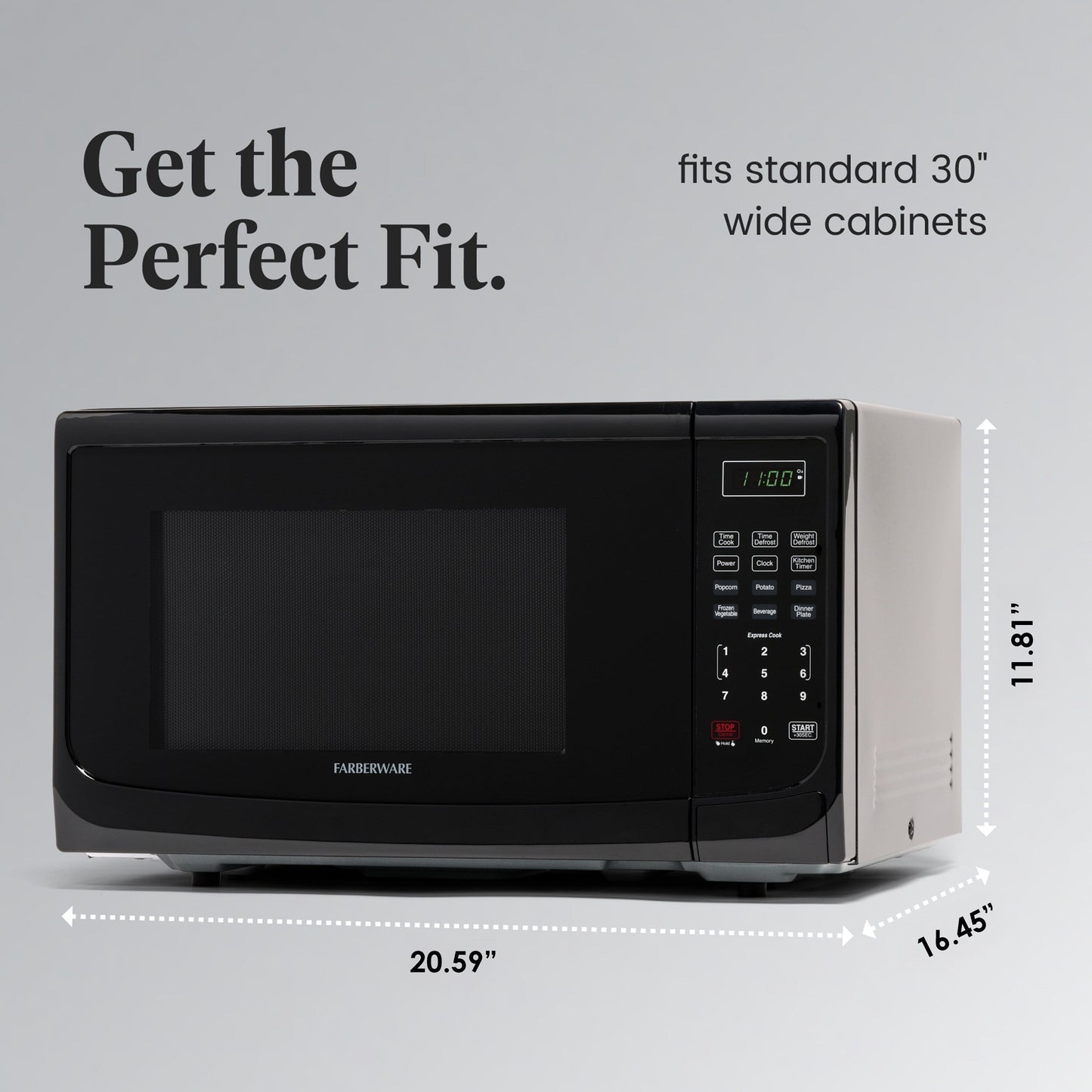 Four à micro-ondes de comptoir Farberware de 1000 watts et 1,1 pi3 avec éclairage LED et verrouillage enfant.