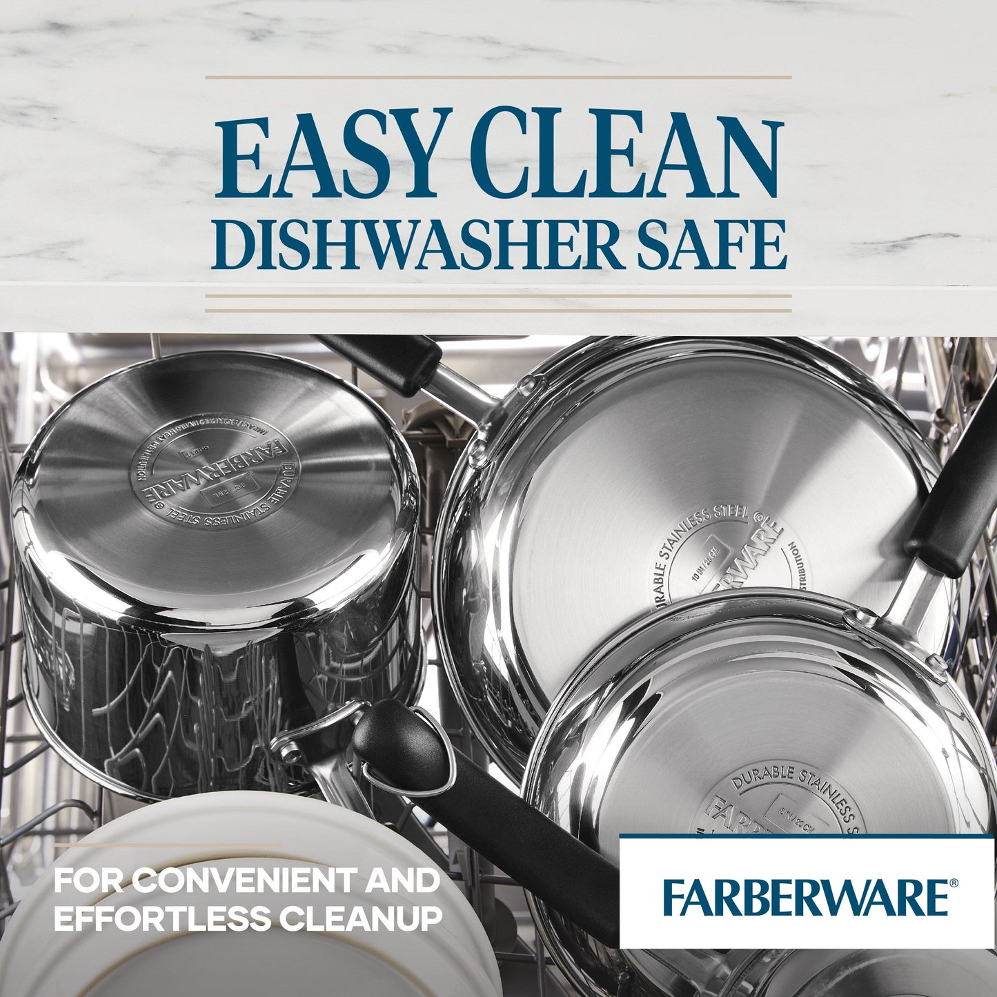 Ensemble de casseroles et poêles en acier inoxydable Farberware Brilliance, 10 pièces