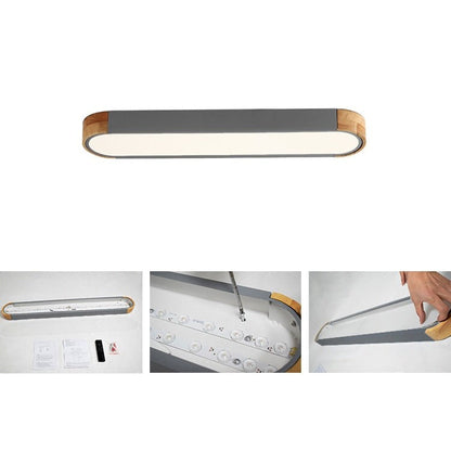 Éclairage encastré ovale allongé en bois style farmhouse, LED dimmable - 37 3000k/6000k
