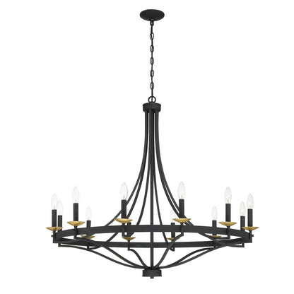 Luminaire à 12 lumières Fidenza, style ferme moderne, en forme de roue de chariot d'empire, avec certification UL - Diamètre 40'' * Hauteur 135''