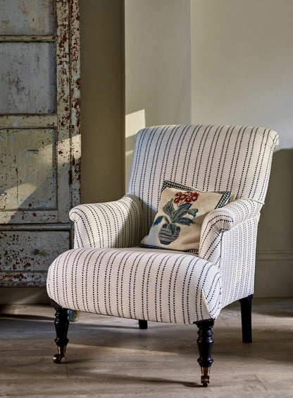 Fauteuil Finley, rayures moulin à vent en encre (pieds noirs)
