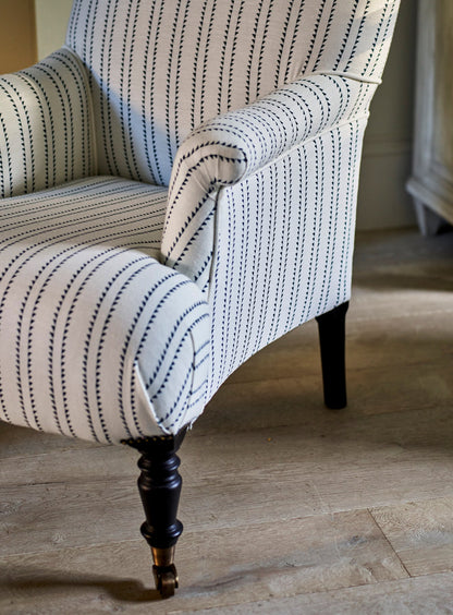 Fauteuil Finley, rayures moulin à vent en encre (pieds noirs)