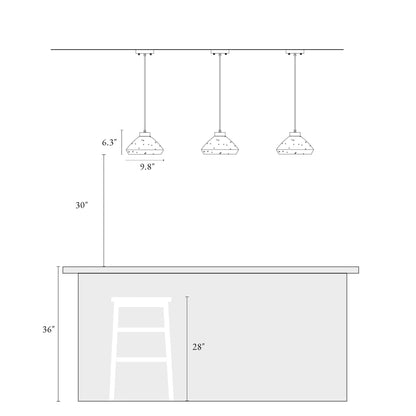 Suspension lumineuse moderne Flyn à 1 lumière avec abat-jour en verre mercure pour îlot de cuisine
