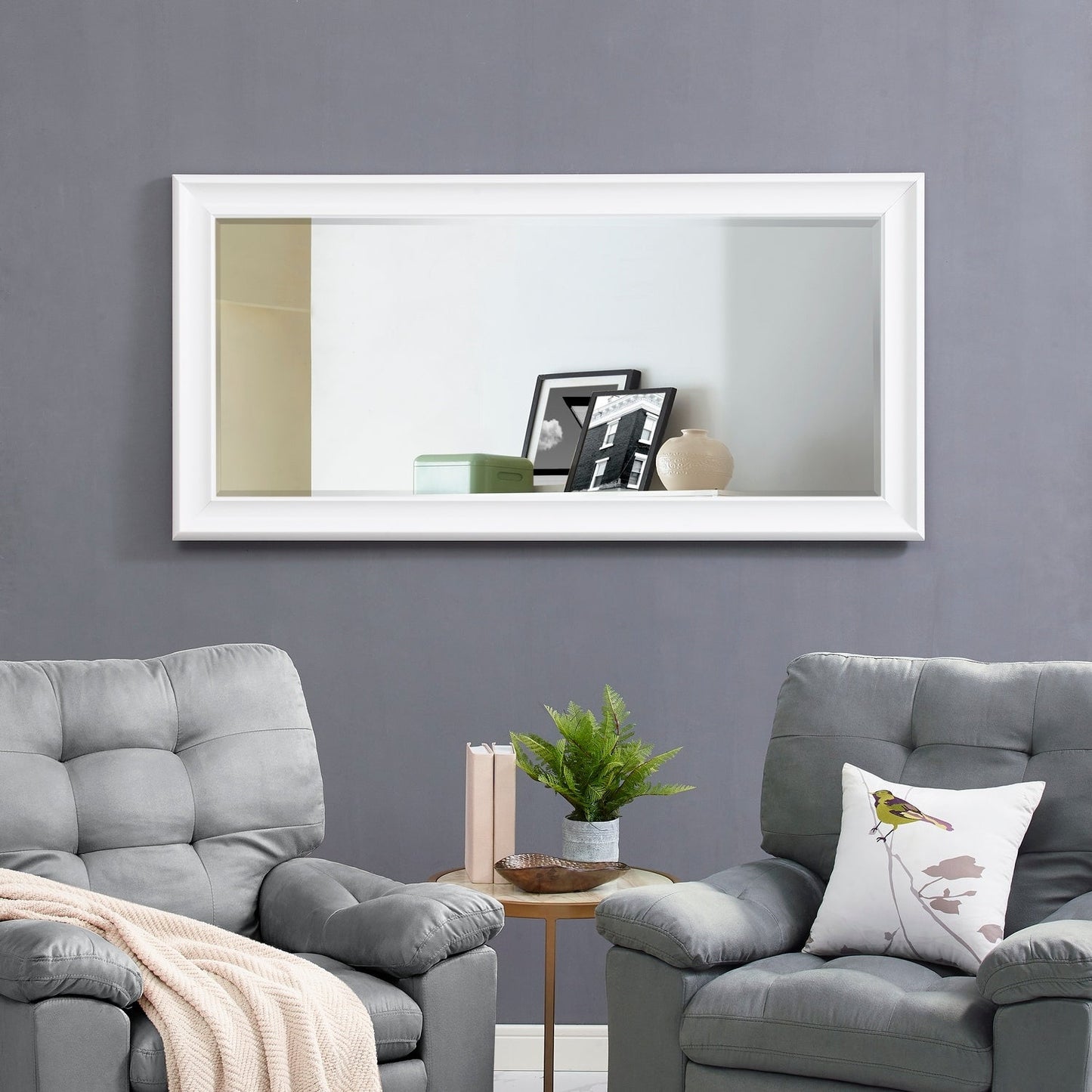 Grand miroir mural rectangulaire avec cadre - Miroir de sol pleine longueur, miroir corporel pour chambre à coucher et dressing.