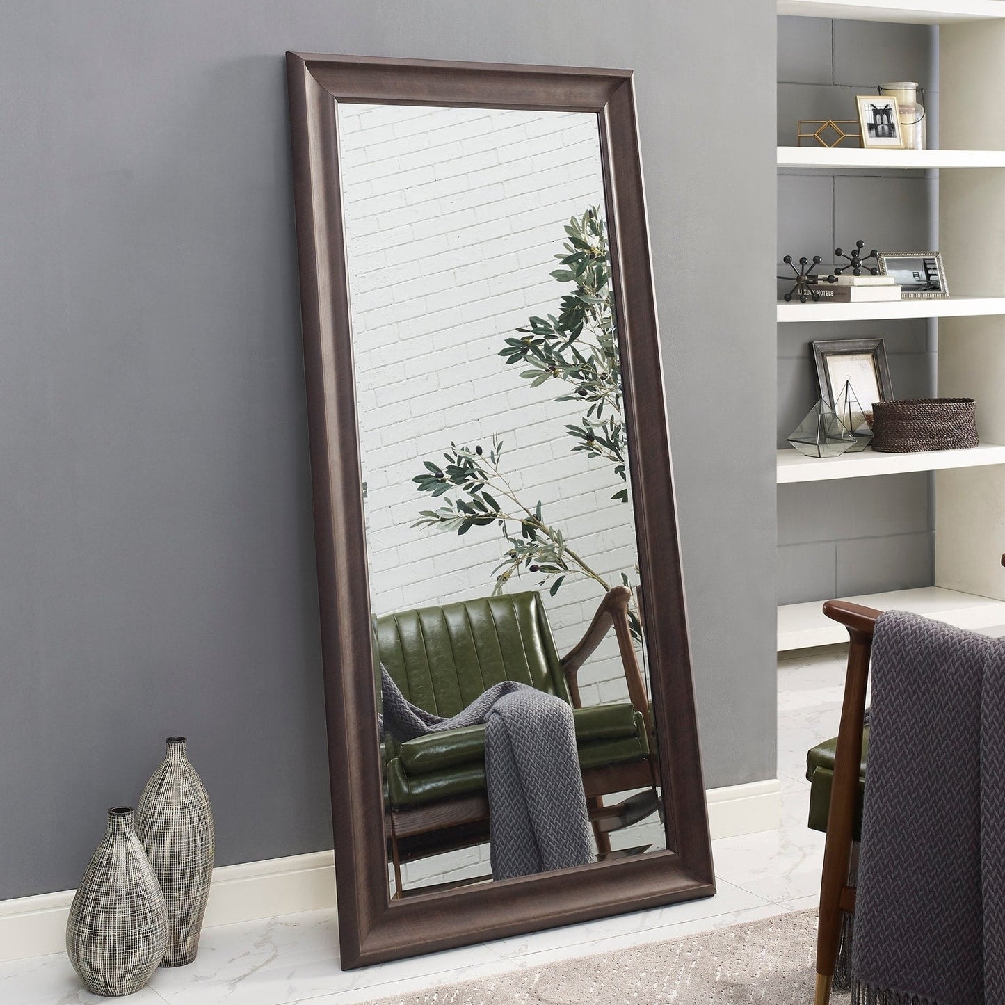 Grand miroir mural rectangulaire avec cadre - Miroir de sol pleine longueur, miroir corporel pour chambre à coucher et dressing.