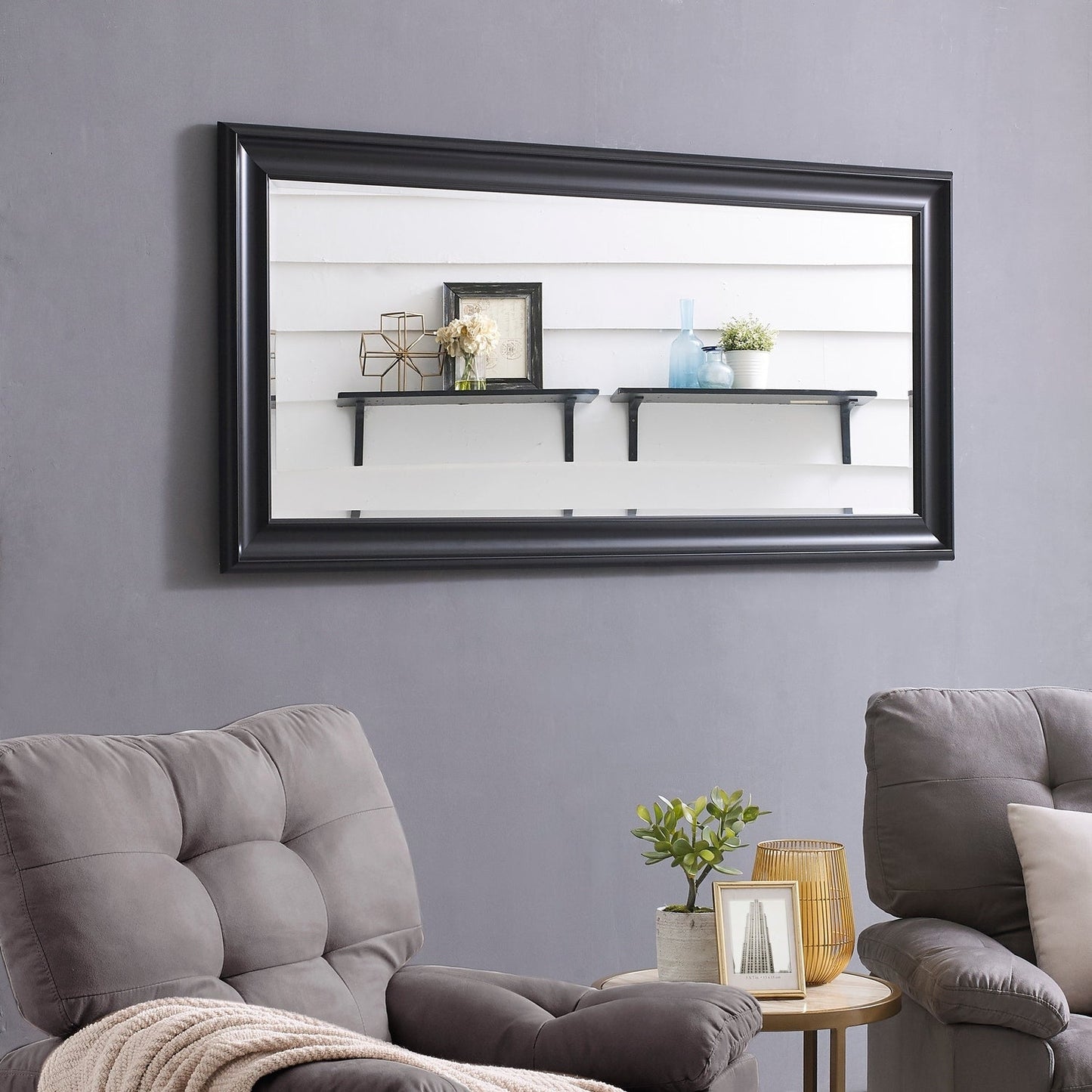 Grand miroir mural rectangulaire avec cadre - Miroir de sol pleine longueur, miroir corporel pour chambre à coucher et dressing.