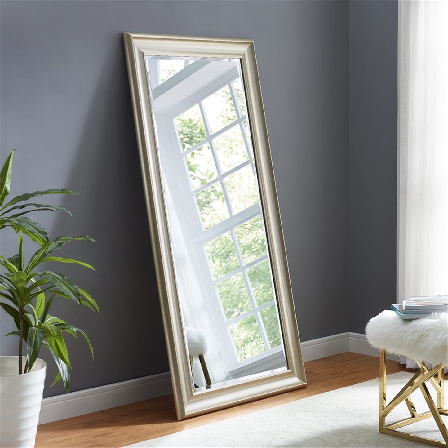 Grand miroir mural rectangulaire avec cadre - Miroir de sol pleine longueur, miroir corporel pour chambre à coucher et dressing.