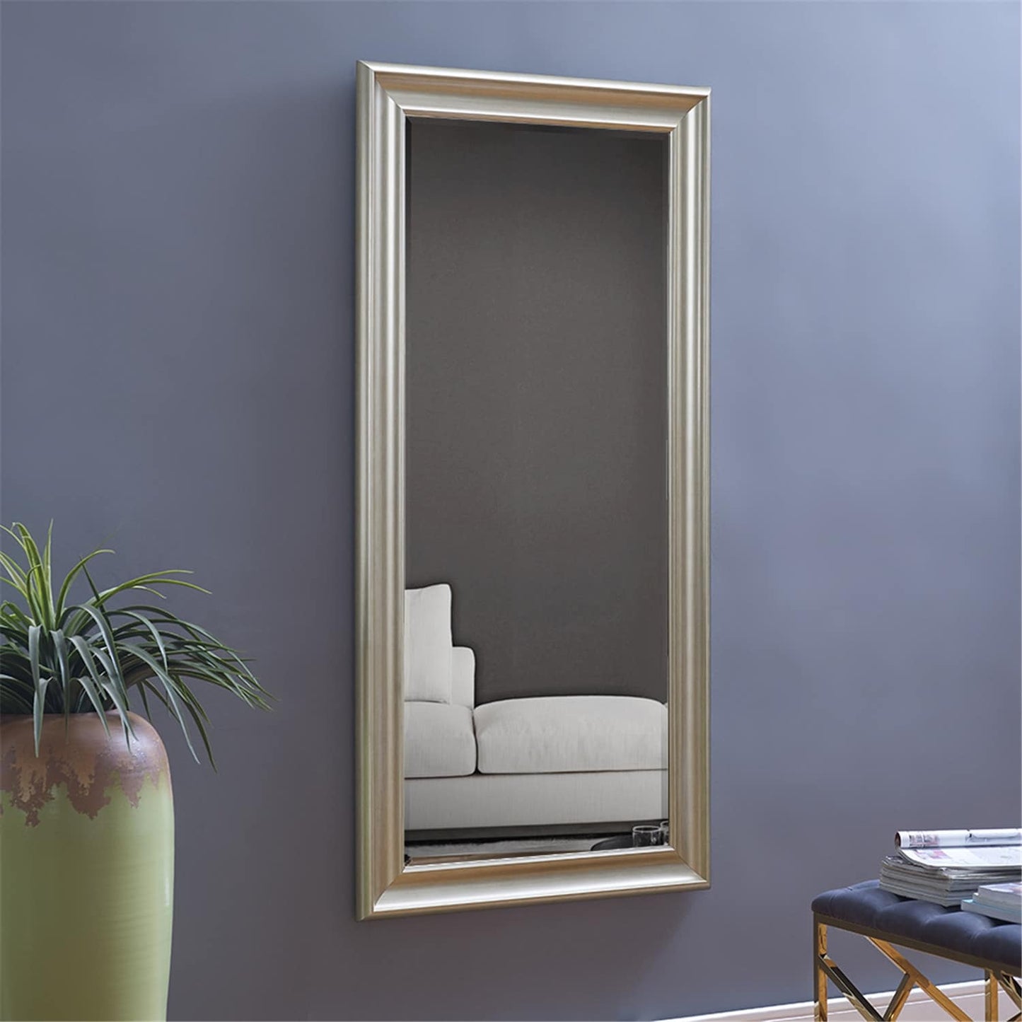 Grand miroir mural rectangulaire avec cadre - Miroir de sol pleine longueur, miroir corporel pour chambre à coucher et dressing.