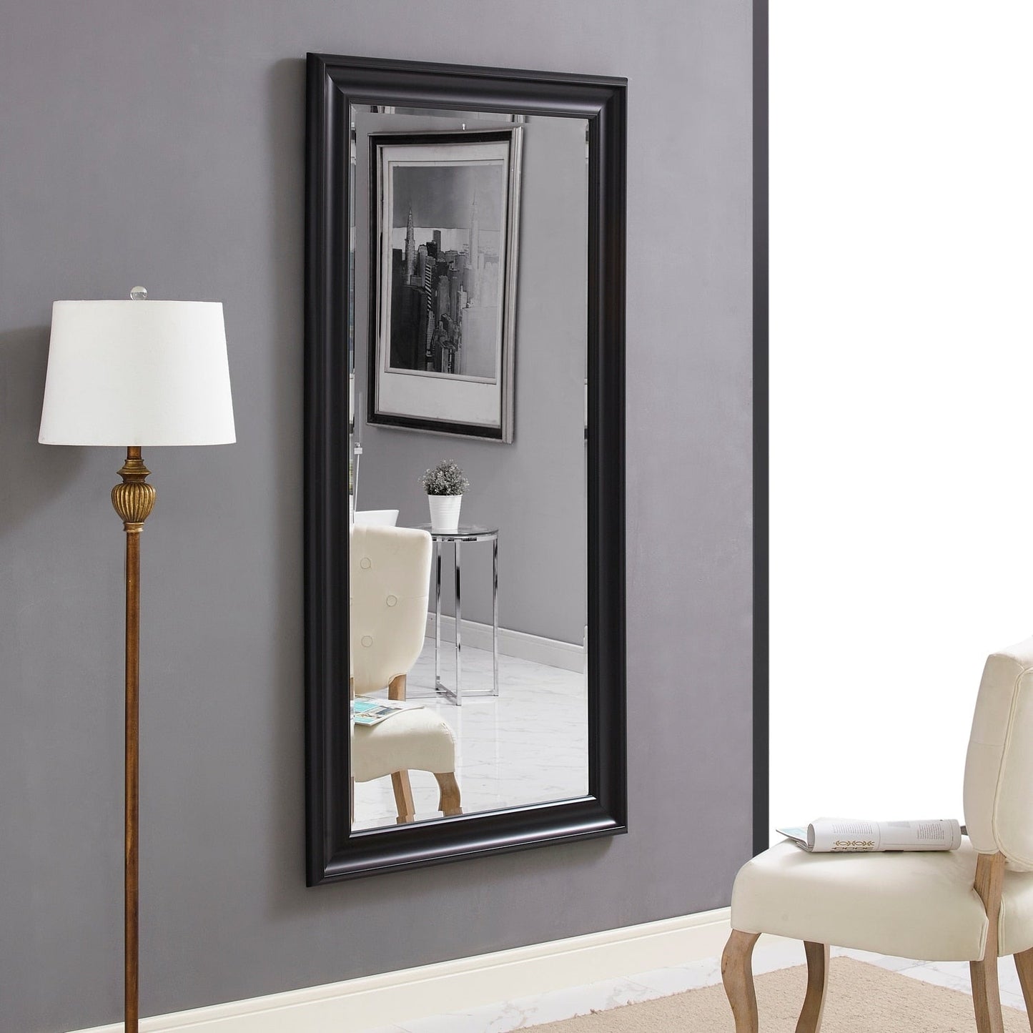 Grand miroir mural rectangulaire avec cadre - Miroir de sol pleine longueur, miroir corporel pour chambre à coucher et dressing.