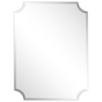 Miroir mural rectangulaire sans cadre, à bords évasés et biseautés, pour salle de bain, meuble-lavabo, chambre à coucher, bord biseauté de 1 côté - Transparent