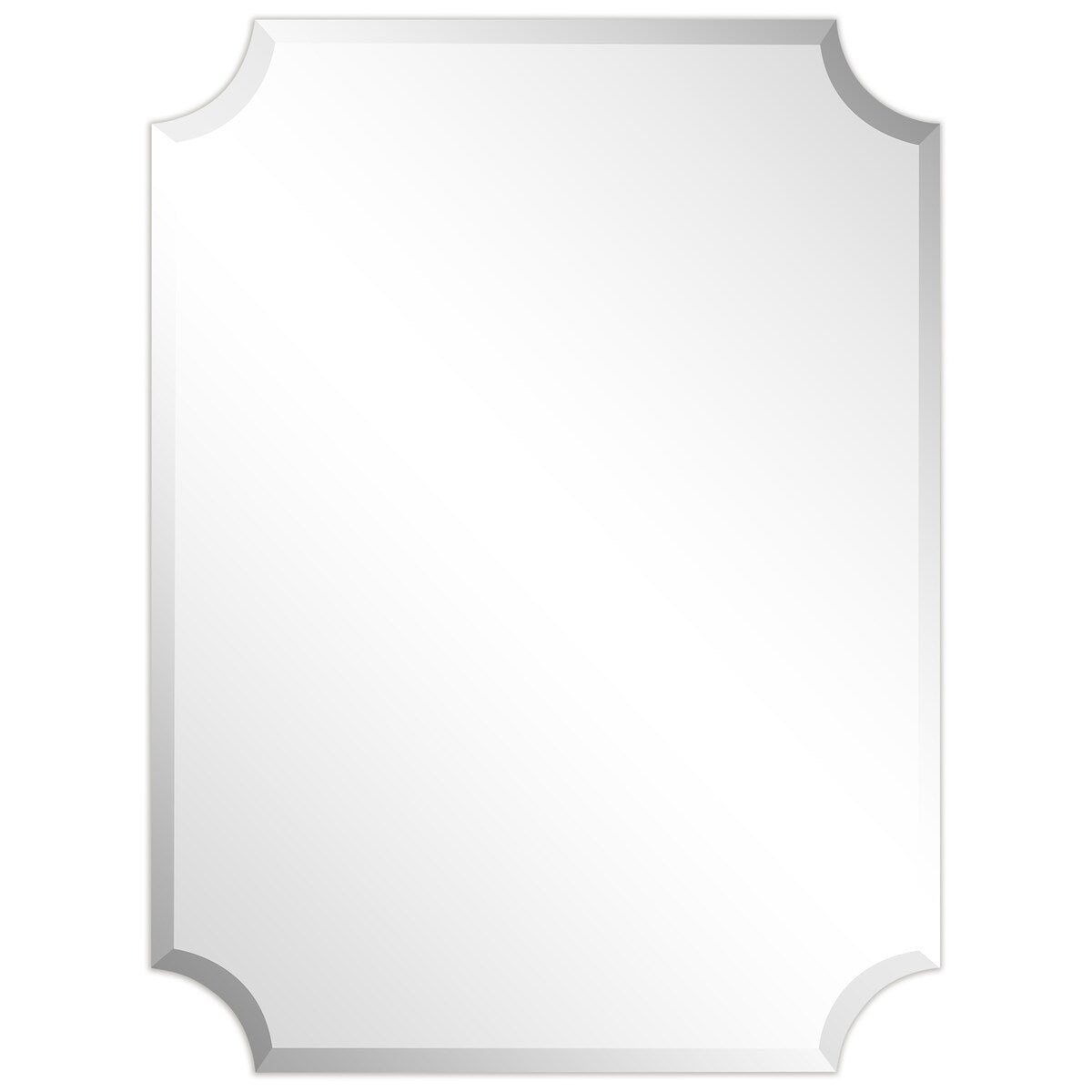 Miroir mural rectangulaire sans cadre, à bords évasés et biseautés, pour salle de bain, meuble-lavabo, chambre à coucher, bord biseauté de 1 côté - Transparent