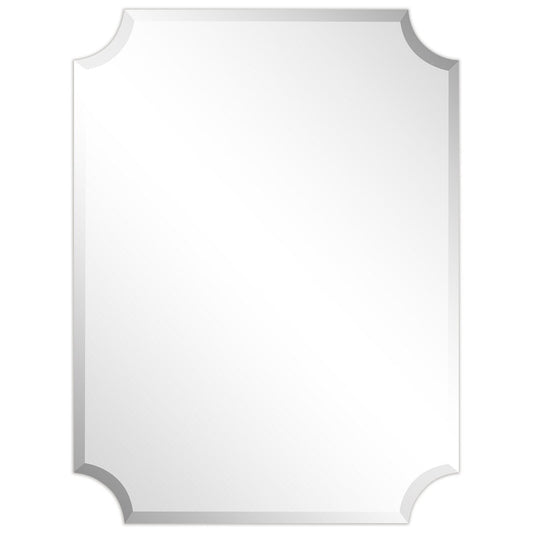 Miroir mural rectangulaire sans cadre, à bords évasés et biseautés, pour salle de bain, meuble-lavabo, chambre à coucher, bord biseauté de 1 côté - Transparent