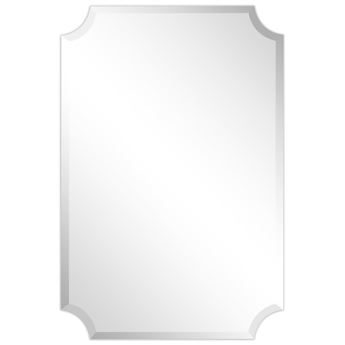 Miroir mural rectangulaire sans cadre, à bords évasés et biseautés, pour salle de bain, meuble-lavabo, chambre à coucher, bord biseauté de 1 côté - Transparent