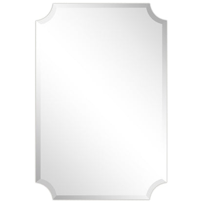 Miroir mural rectangulaire sans cadre, à bords évasés et biseautés, pour salle de bain, meuble-lavabo, chambre à coucher, bord biseauté de 1 côté - Transparent