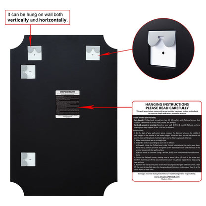 Miroir mural rectangulaire sans cadre, à bords évasés et biseautés, pour salle de bain, meuble-lavabo, chambre à coucher, bord biseauté de 1 côté - Transparent