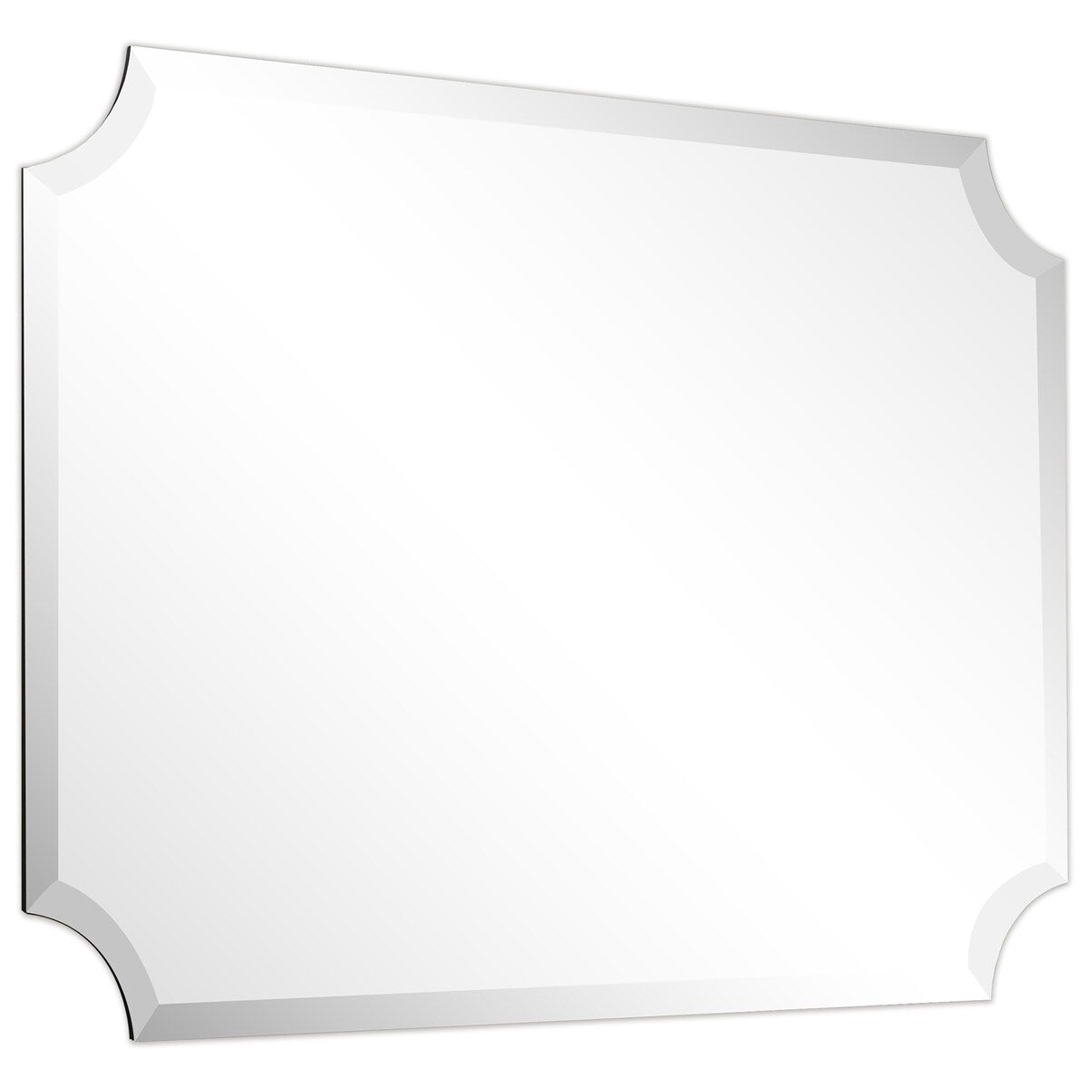 Miroir mural rectangulaire sans cadre, à bords évasés et biseautés, pour salle de bain, meuble-lavabo, chambre à coucher, bord biseauté de 1 côté - Transparent