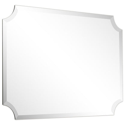 Miroir mural rectangulaire sans cadre, à bords évasés et biseautés, pour salle de bain, meuble-lavabo, chambre à coucher, bord biseauté de 1 côté - Transparent