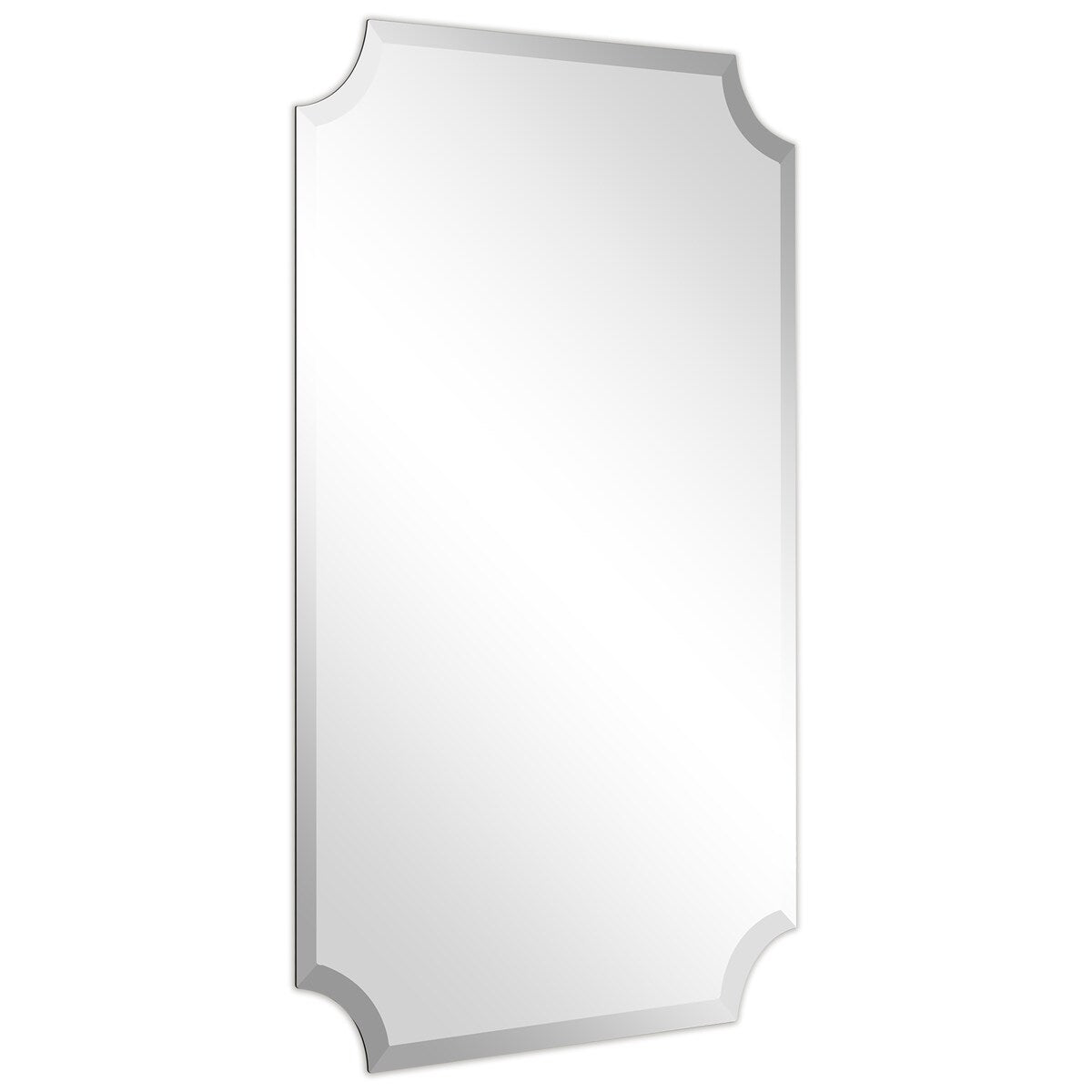 Miroir mural rectangulaire sans cadre, à bords évasés et biseautés, pour salle de bain, meuble-lavabo, chambre à coucher, bord biseauté de 1 côté - Transparent