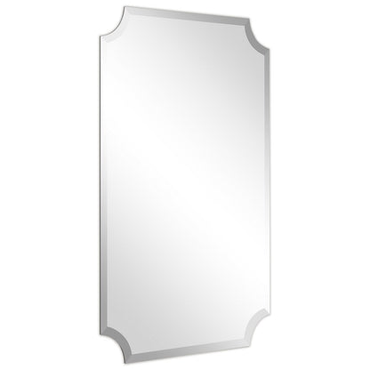 Miroir mural rectangulaire sans cadre, à bords évasés et biseautés, pour salle de bain, meuble-lavabo, chambre à coucher, bord biseauté de 1 côté - Transparent