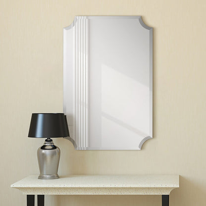 Miroir mural rectangulaire sans cadre, à bords évasés et biseautés, pour salle de bain, meuble-lavabo, chambre à coucher, bord biseauté de 1 côté - Transparent