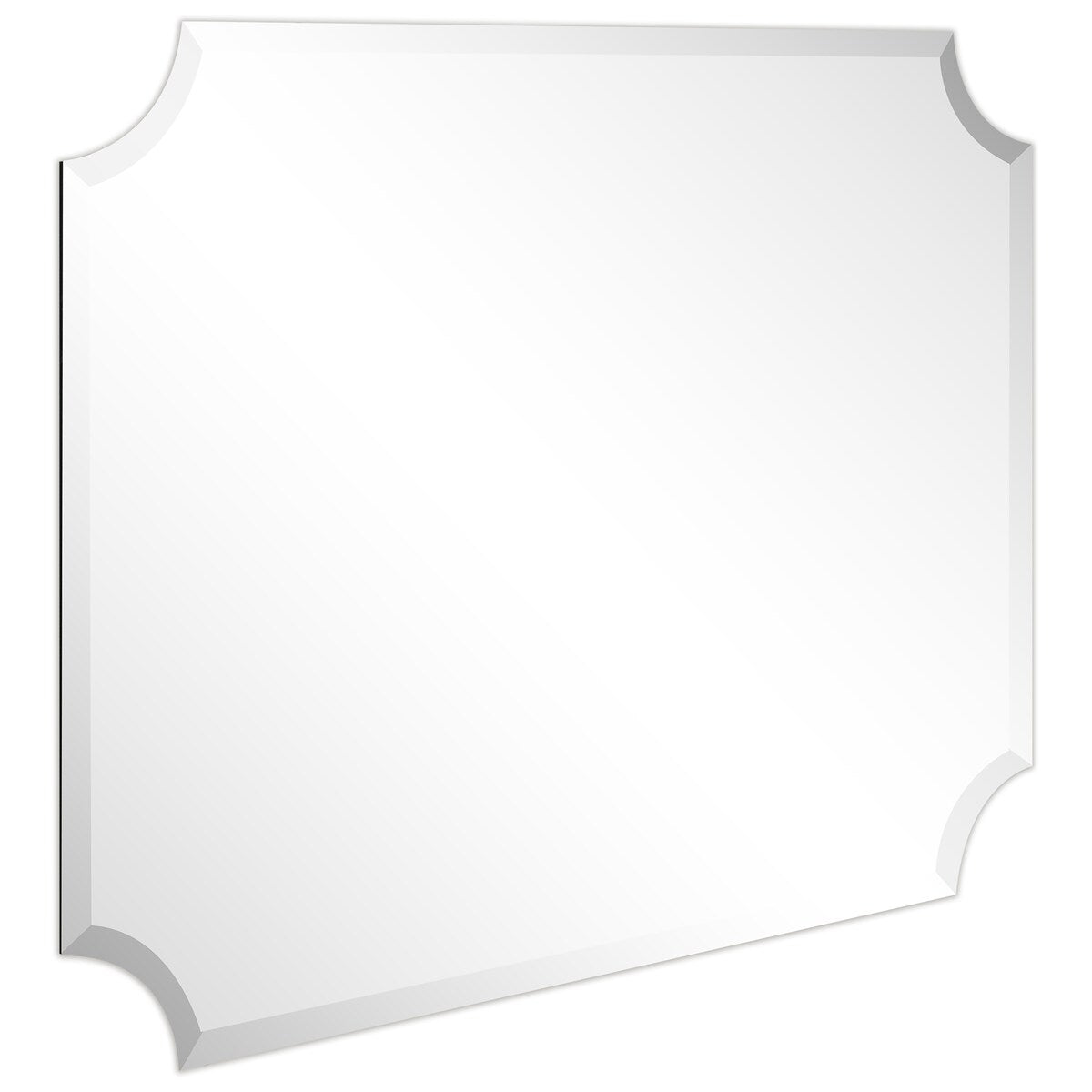 Miroir mural rectangulaire sans cadre, à bords évasés et biseautés, pour salle de bain, meuble-lavabo, chambre à coucher, bord biseauté de 1 côté - Transparent